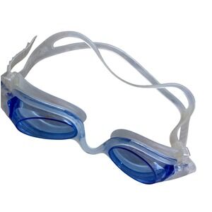 Speedo Blue Tinted Swim Goggles Clear Silicone Adjustable Strap Lap Swimming